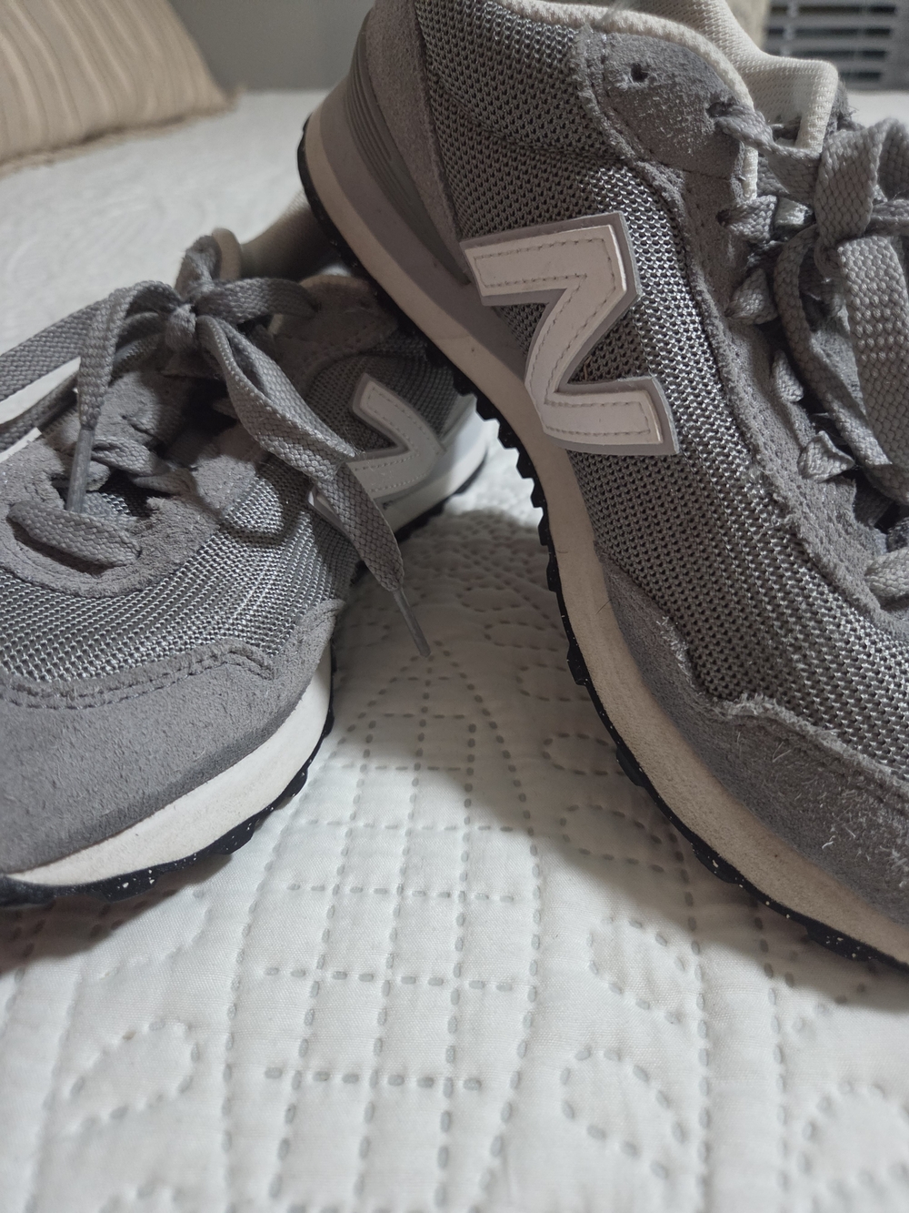 New Balance Gray Mesh & Suede Sneakers